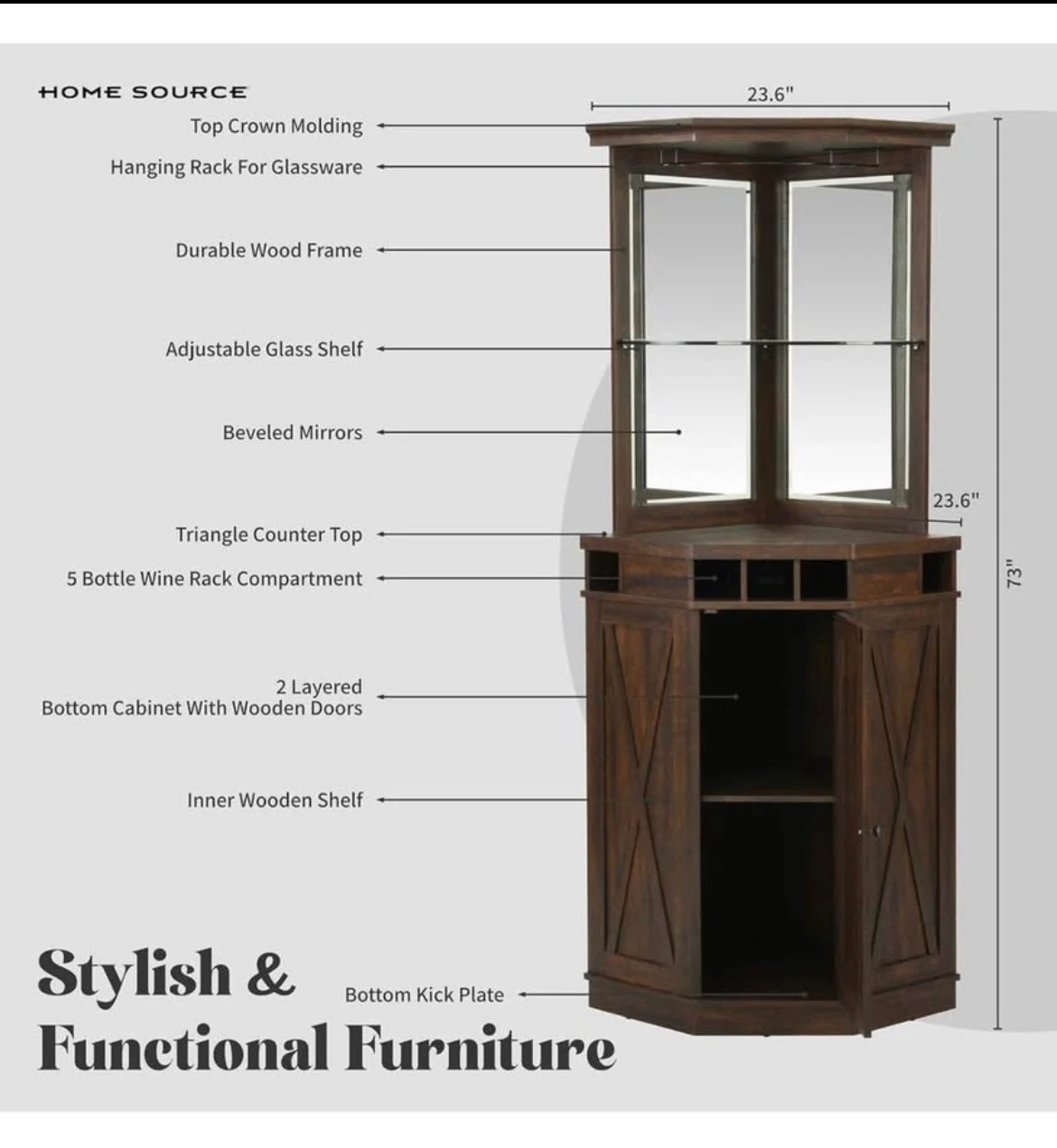 Home Corner Bar Cabinet - photo 4
