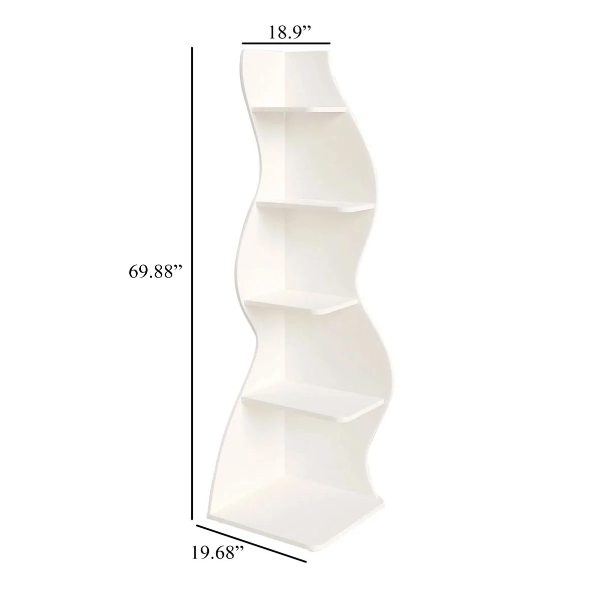 White Wavy Corner Bookshelf - photo 3