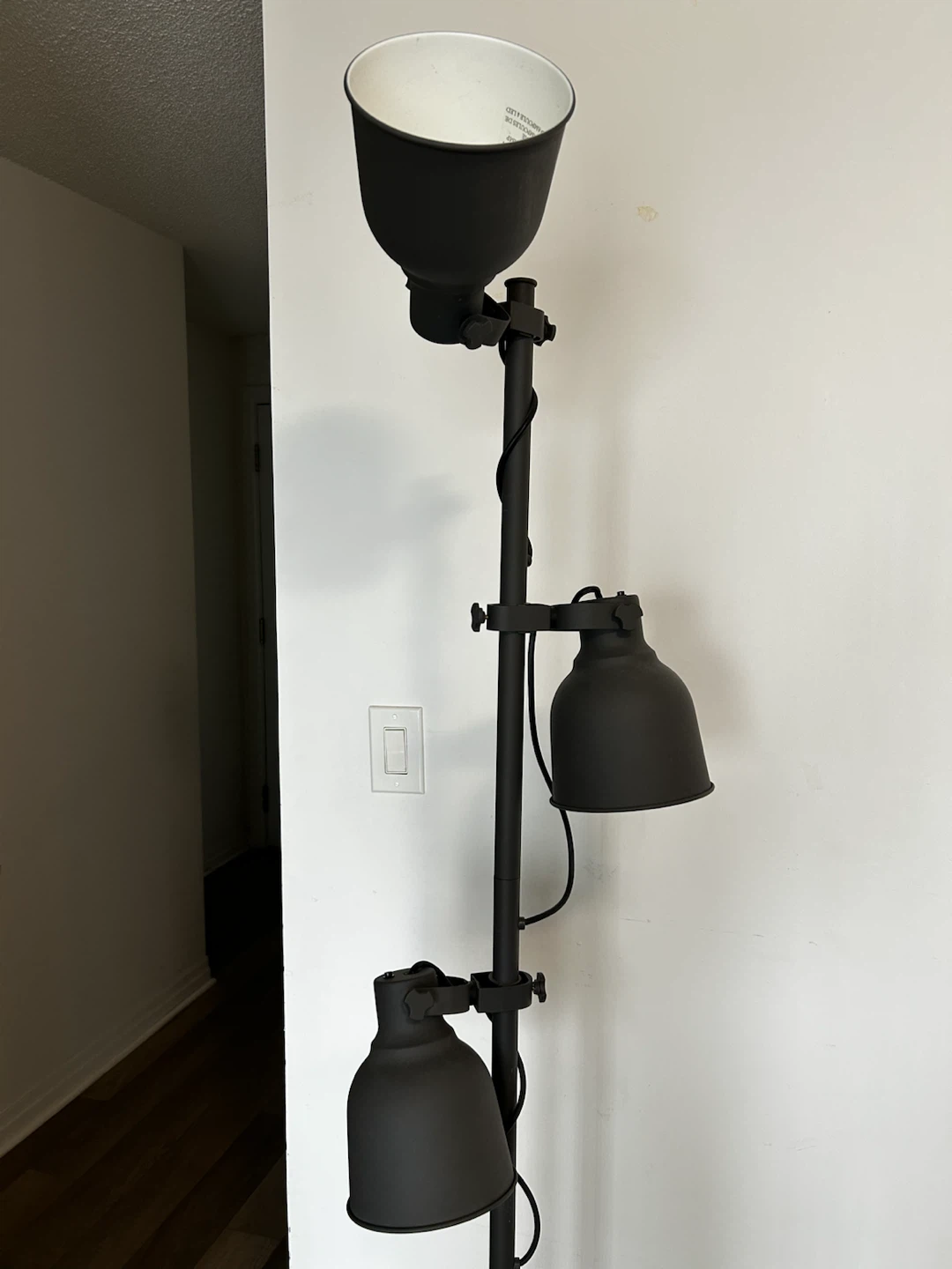 Ikea Hektar Floor Lamp with 3 Spotlights For Sale