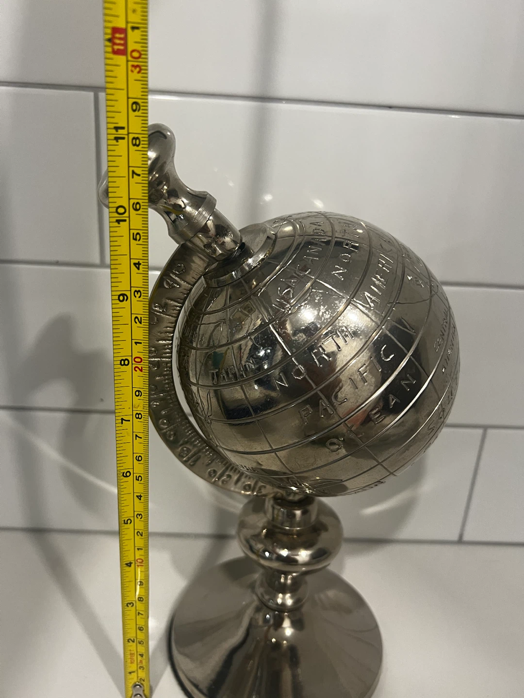Silver-Tone Metal Desk Globe - photo 3