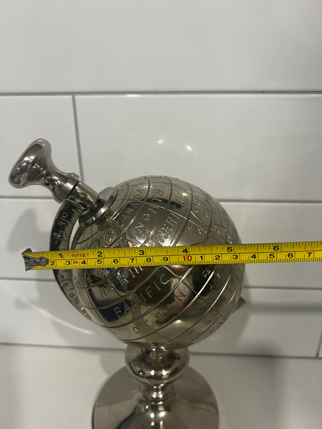 Silver-Tone Metal Desk Globe - photo 4