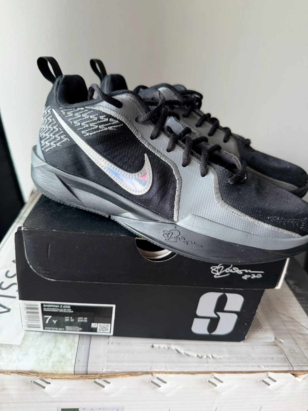 Nike Sabrina 2 GS Black Metallic Silver Size 7Y