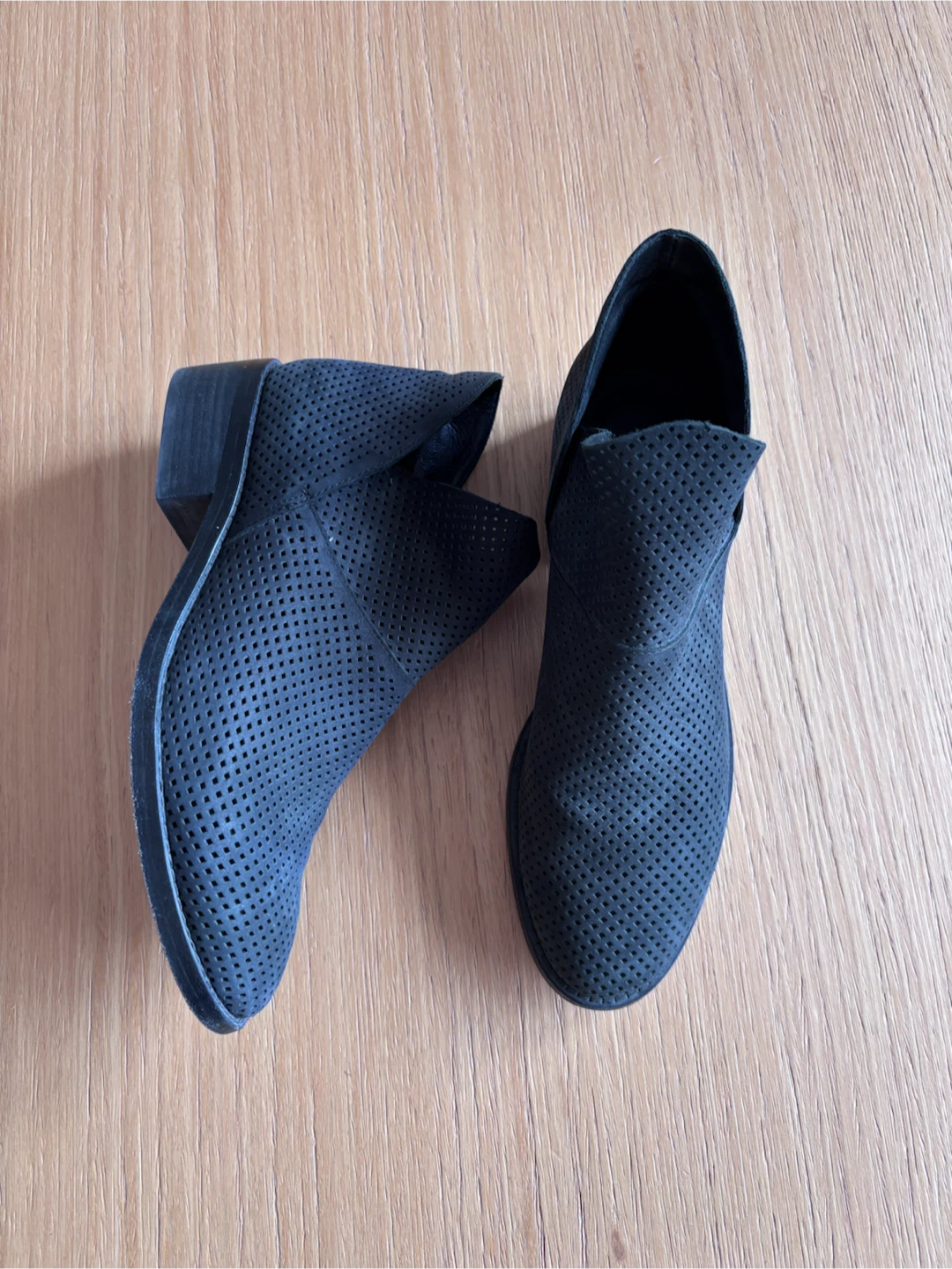 Eileen Fisher Black Perforated Ankle Boots