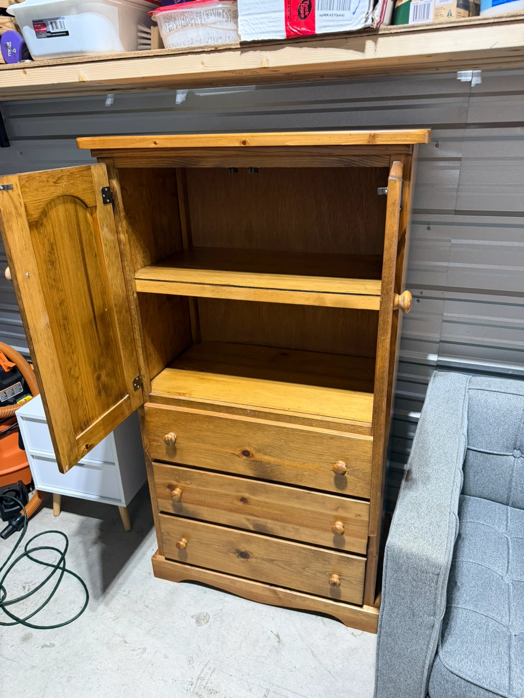 Solid Pine Armoire with Three Drawers - photo 2