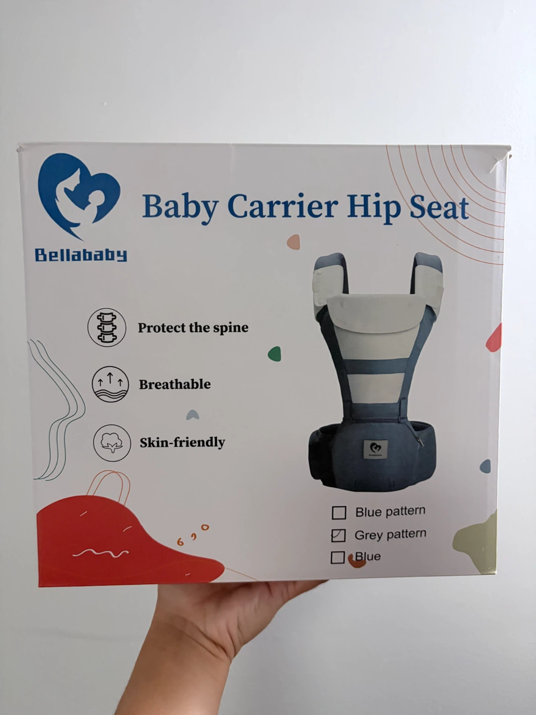 Bellababy Baby Carrier Hip Seat - Grey Pattern