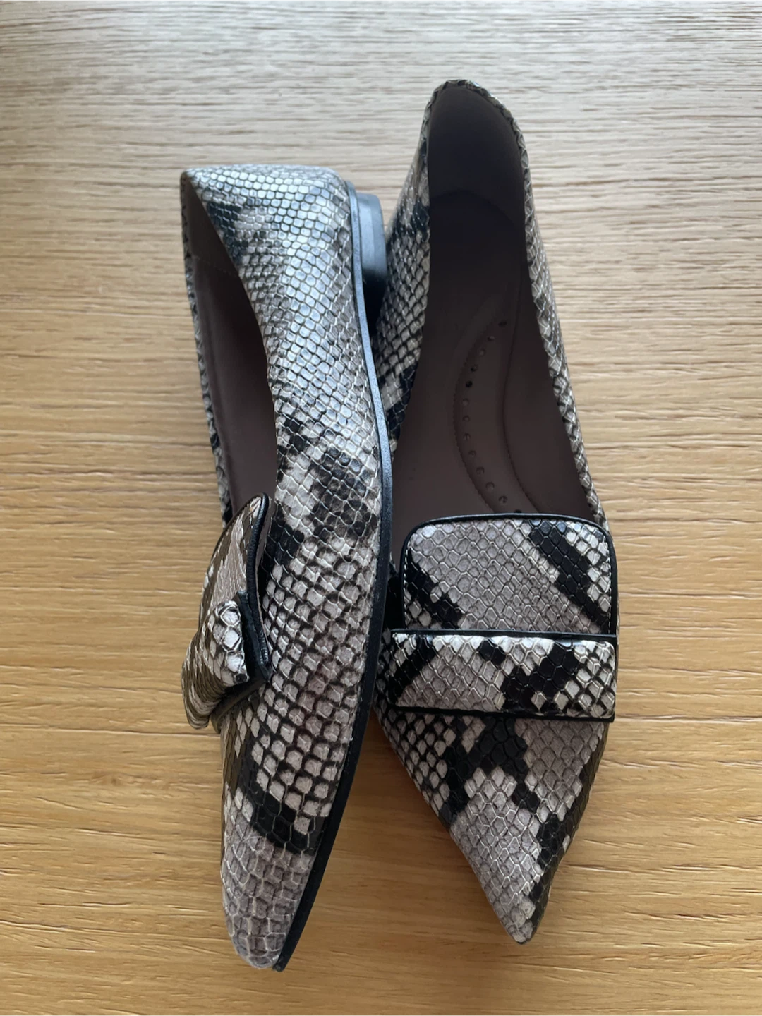 Ramona Pointed Toe Flats Snakeskin Print