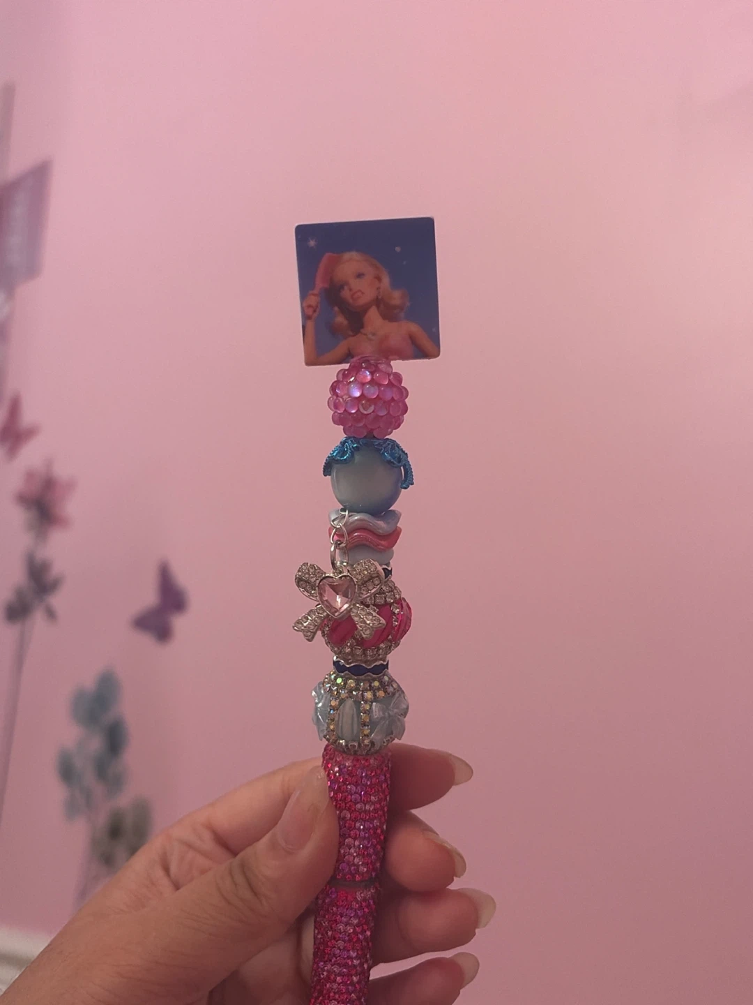 Barbie themed beaded pen