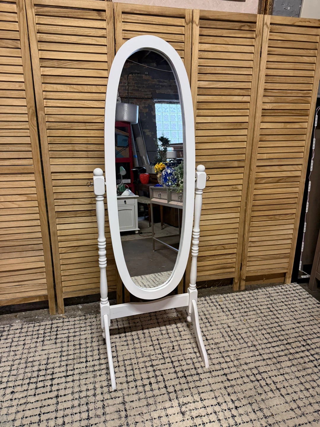 White Oval Floor Mirror