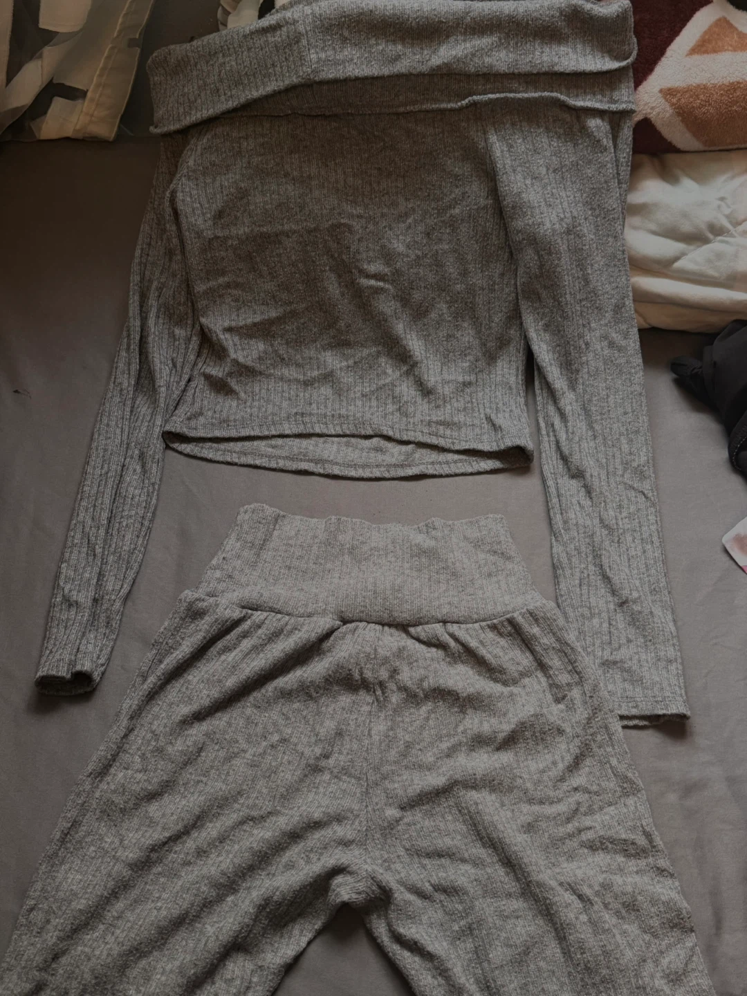 Grey Ribbed Two-Piece Lounge Set - photo 2