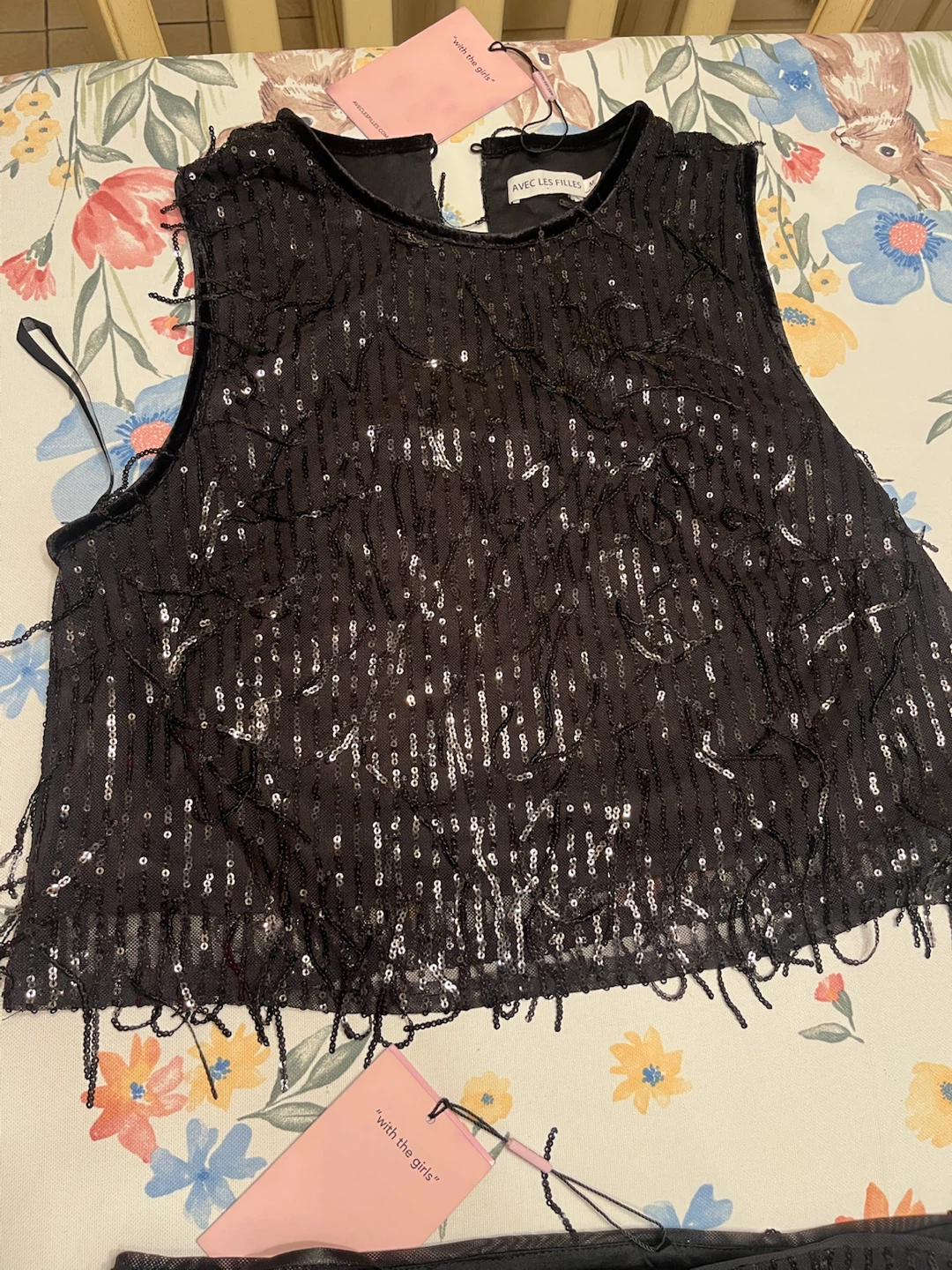 Avec Les Filles Black Sequin Two-Piece Set - photo 2