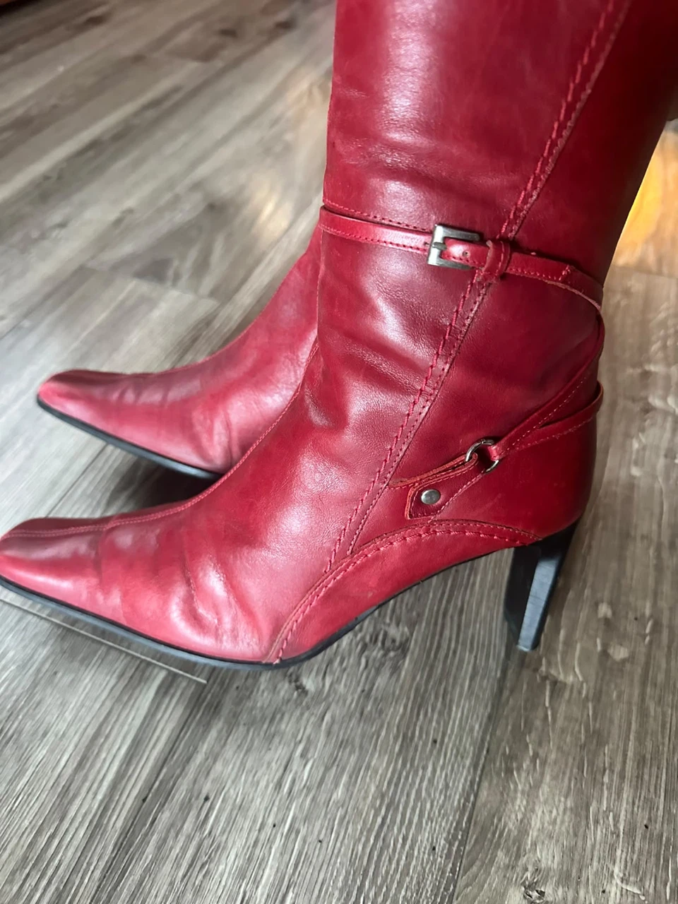 Red Knee-High Boots Size 38