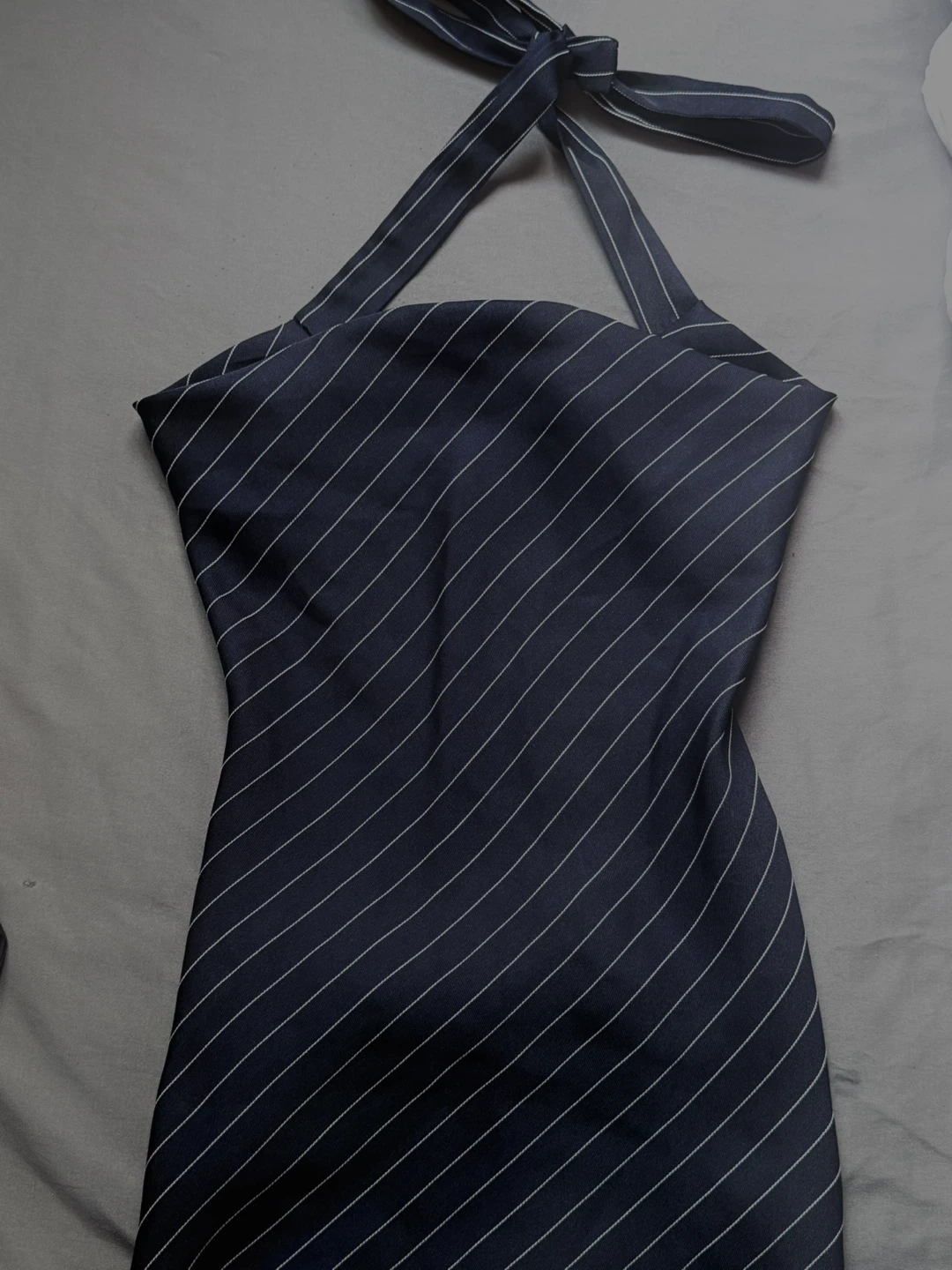 Navy Pinstripe Halter Top - photo 3