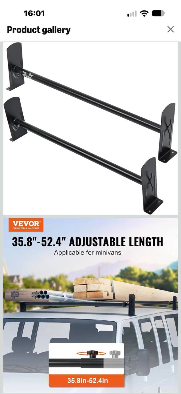 H1026 VEVOR Adjustable Van Roof Ladder Rack – 2 PCS – 500 LBS C - photo 2