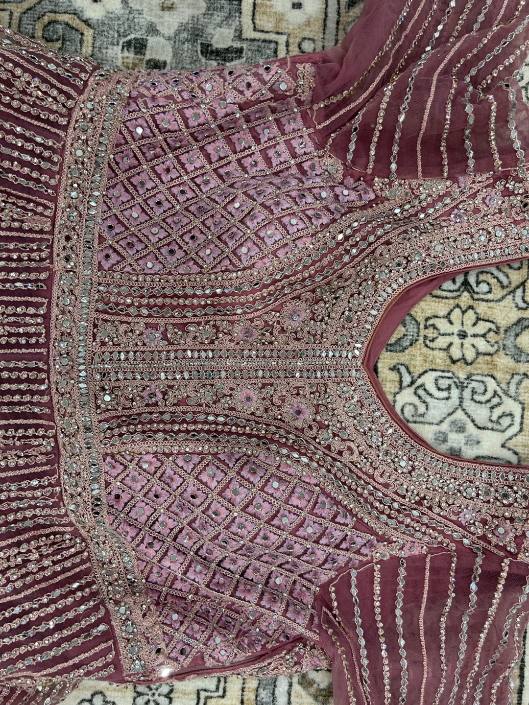Mauve Embellished Anarkali Gown - photo 3