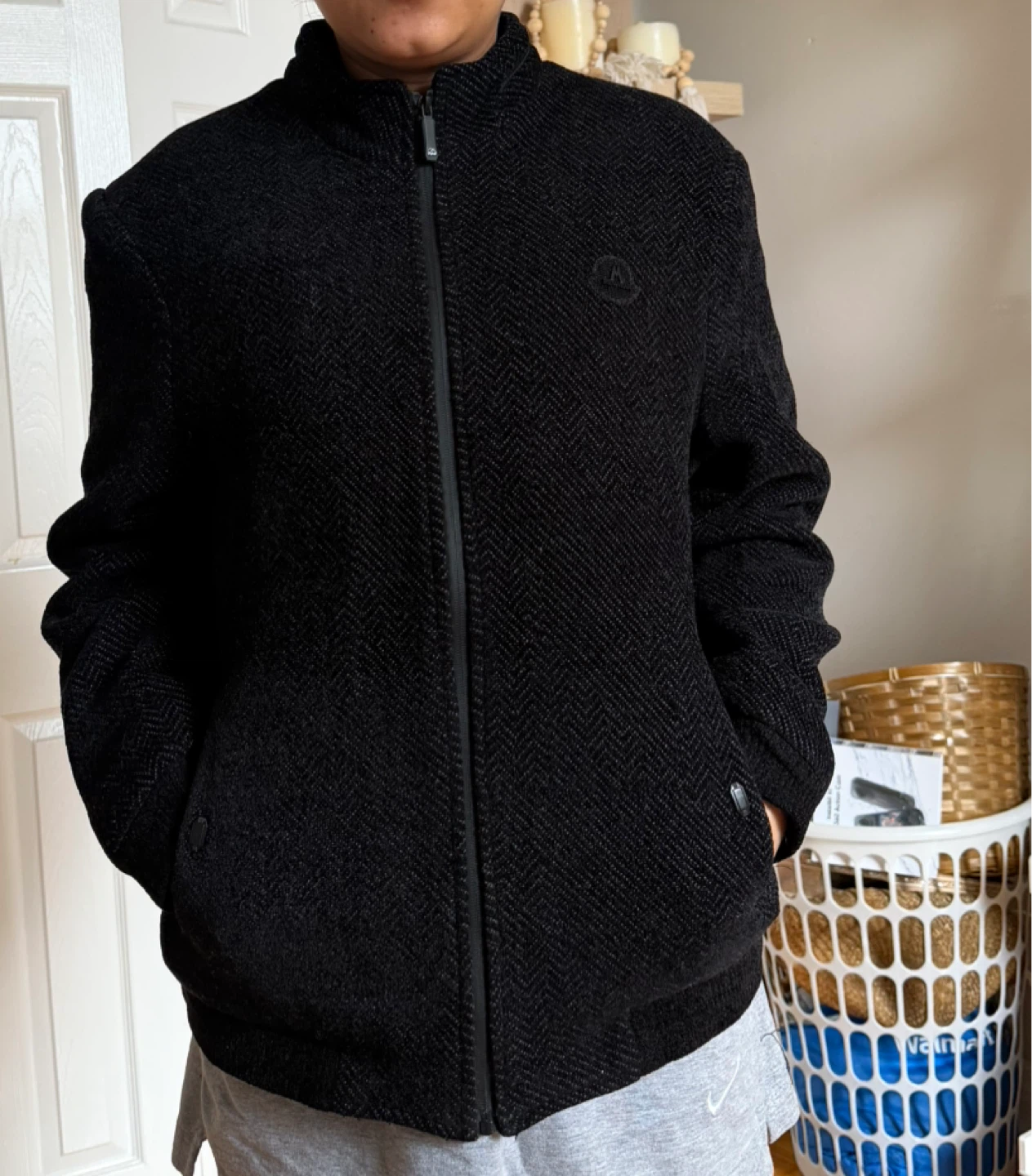 Man AOQIYING Black Fur-Lined Zipper Jacket - photo 2