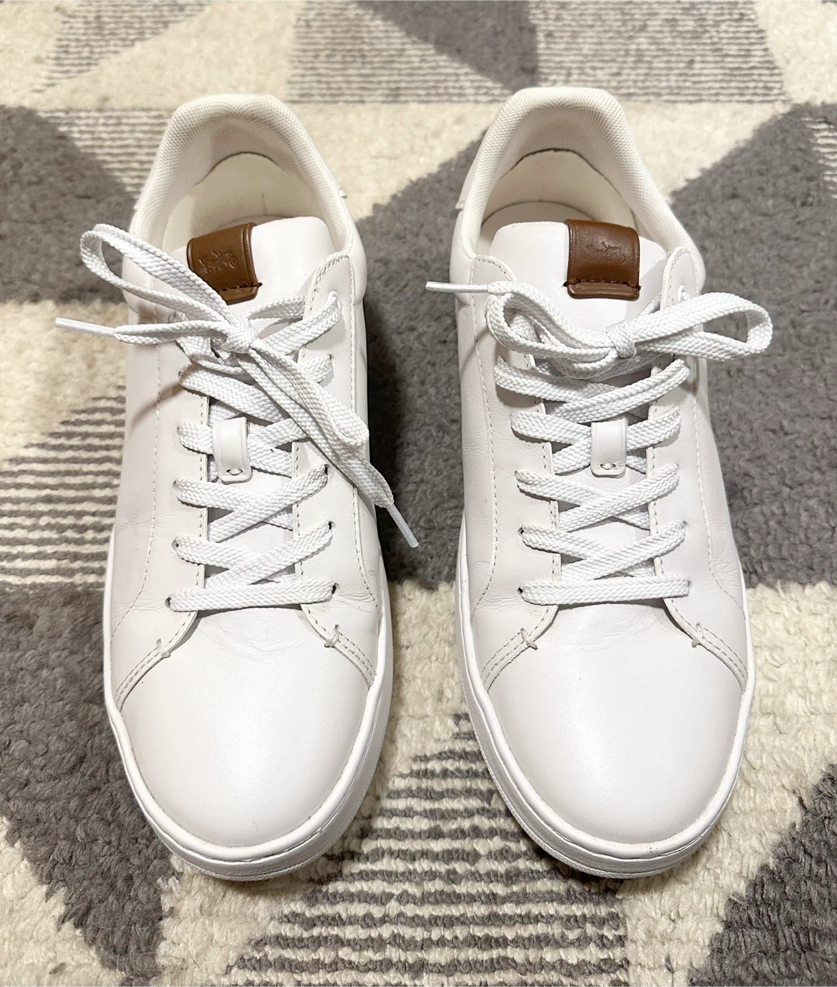 (UNISEX) Coach White Leather Sneakers US 10B