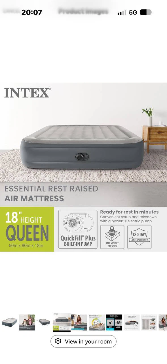 H1029 Intex Dura-Beam Plus Queen Air Mattress with Built-In Pump - photo 4