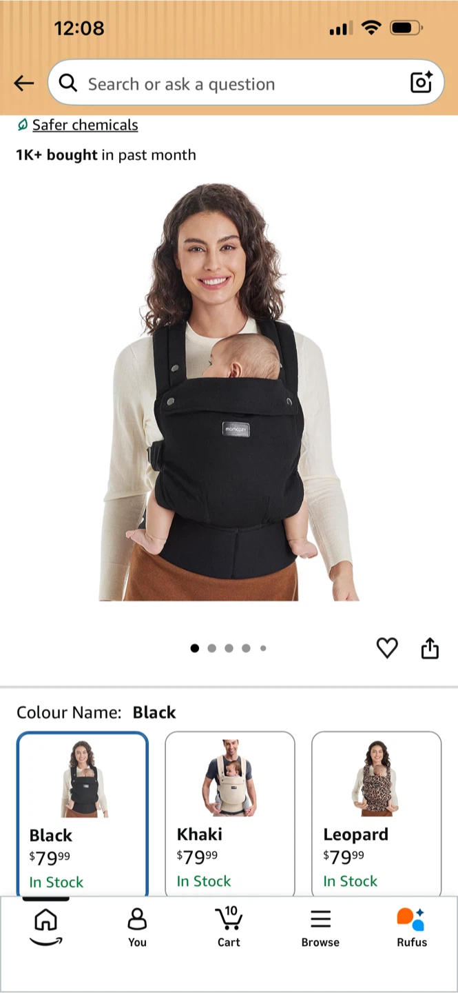 New Momcozy Baby Carrier - Black