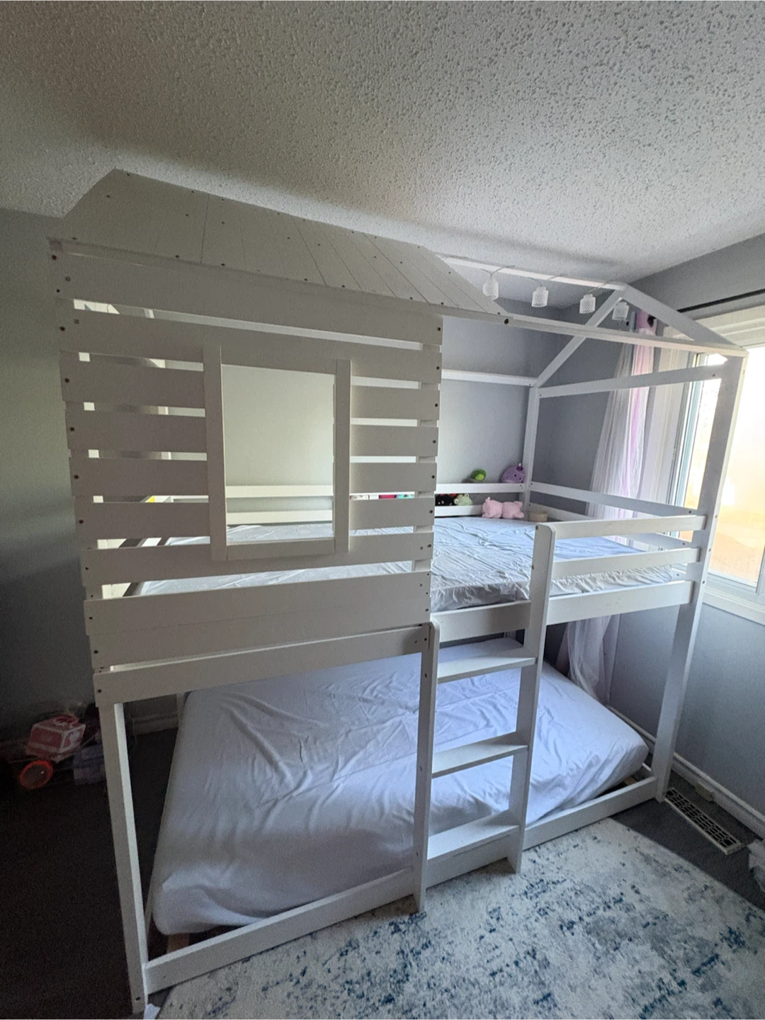 White Twin Over Twin Playhouse Bunk Bed