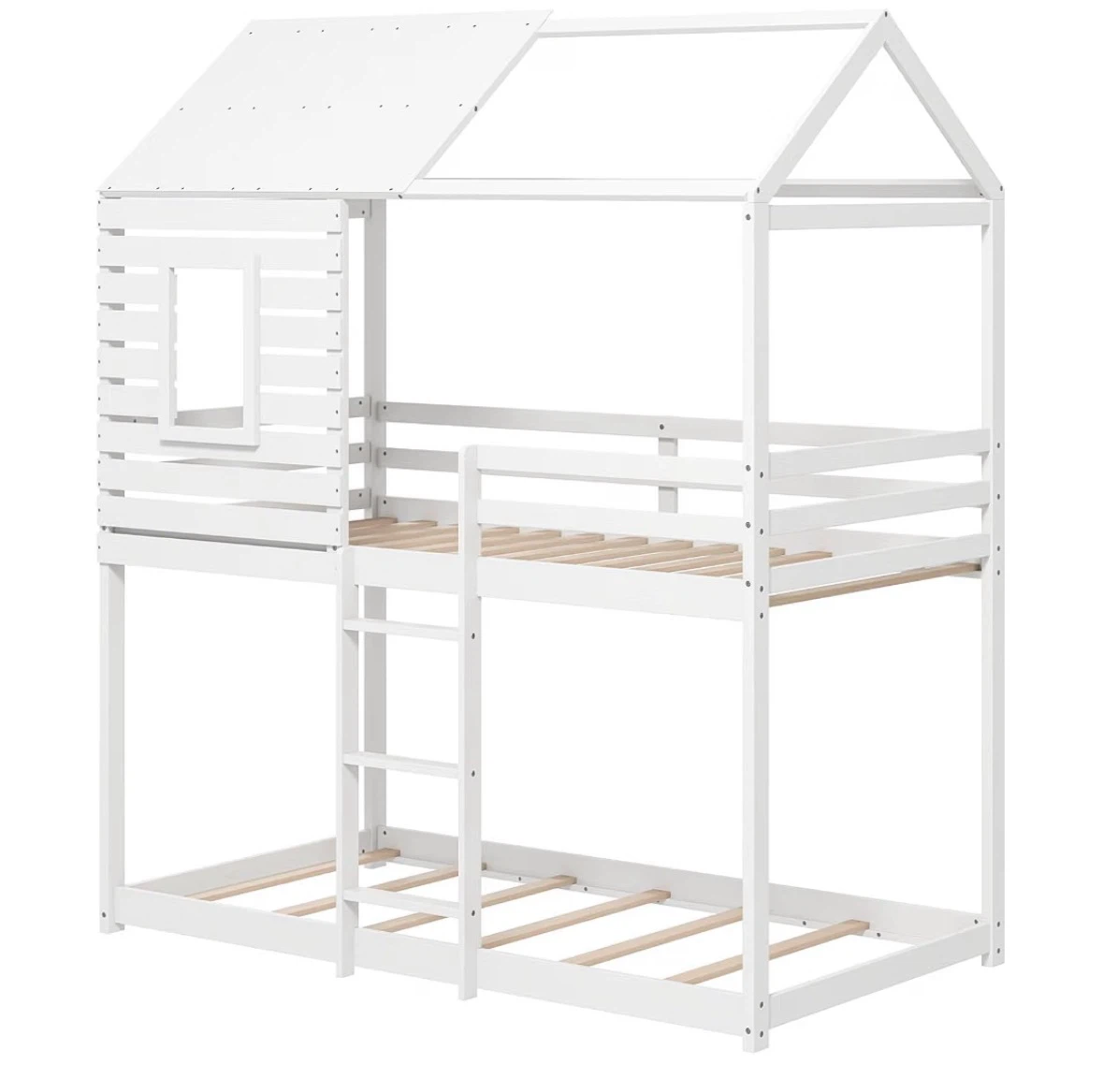 White Twin Over Twin Playhouse Bunk Bed - photo 3
