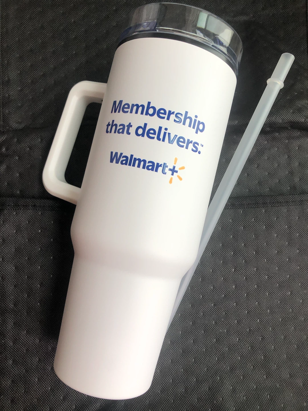 Walmart+ White Tumbler with Straw
