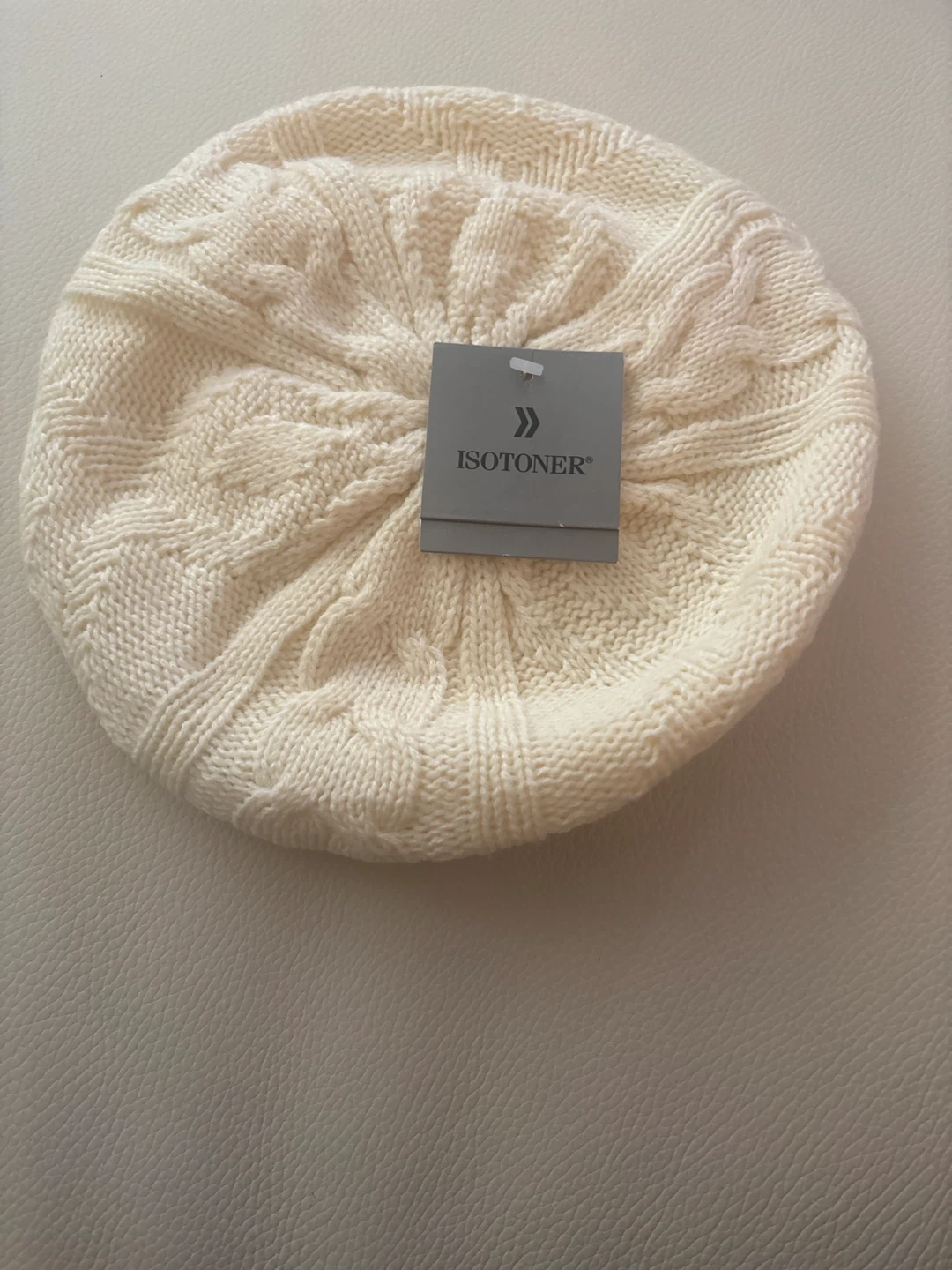 Isotoner Cream Cable Knit Beret