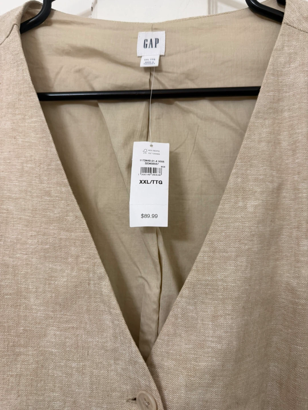 Gap Beige Button-Down Vest XXL - photo 2