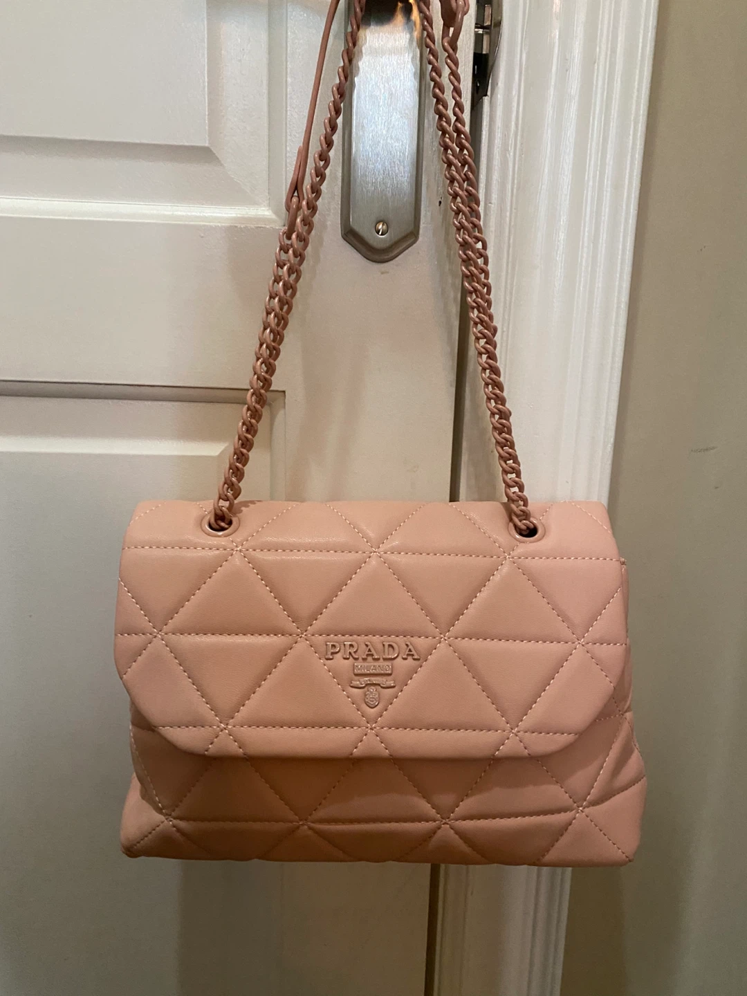 Quilted Pink Chain Shoulder Bag