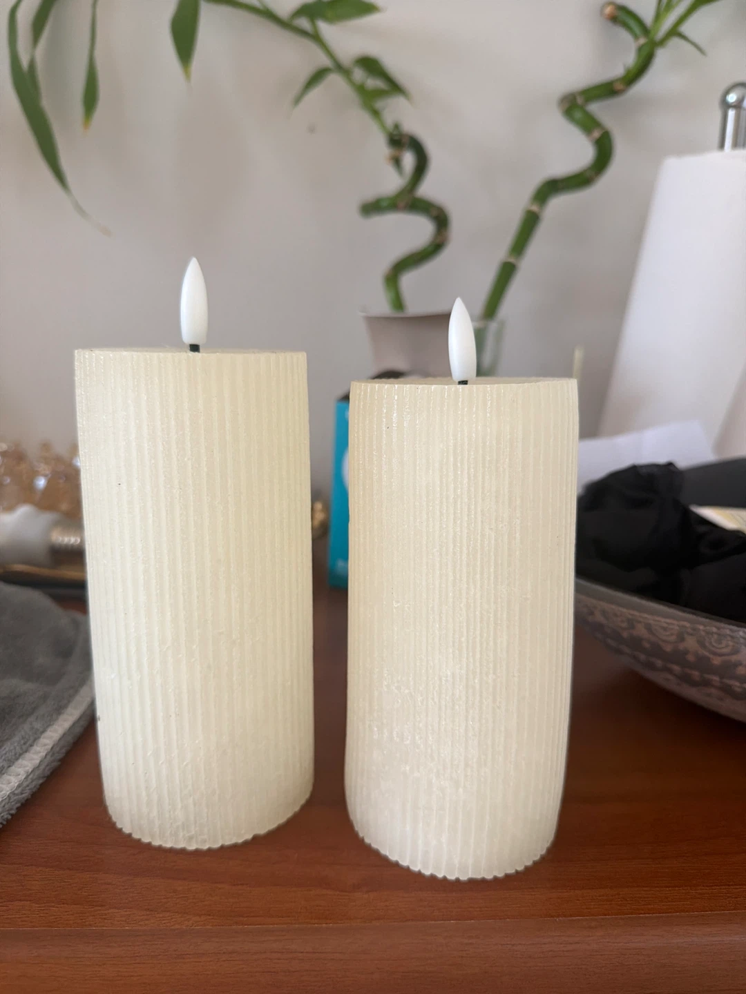 Set of Two LED Pillar Candles