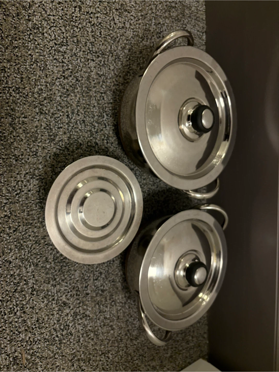 Three Stainless Steel Pots with Copper Bottoms - photo 2