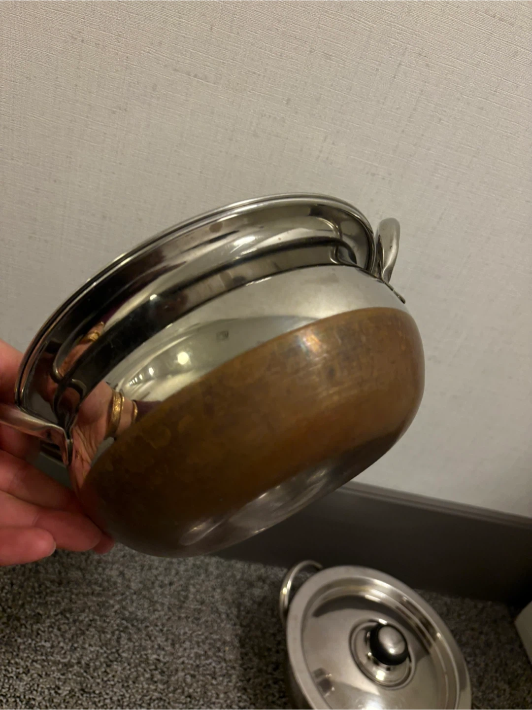 Three Stainless Steel Pots with Copper Bottoms - photo 4
