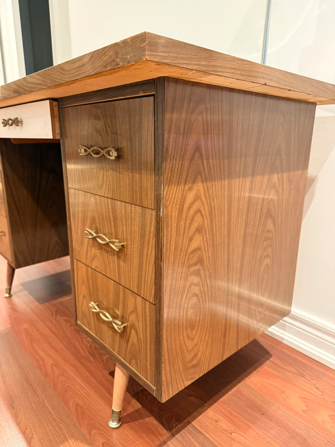 Mid-Century Modern Desk with World Map Top - photo 5