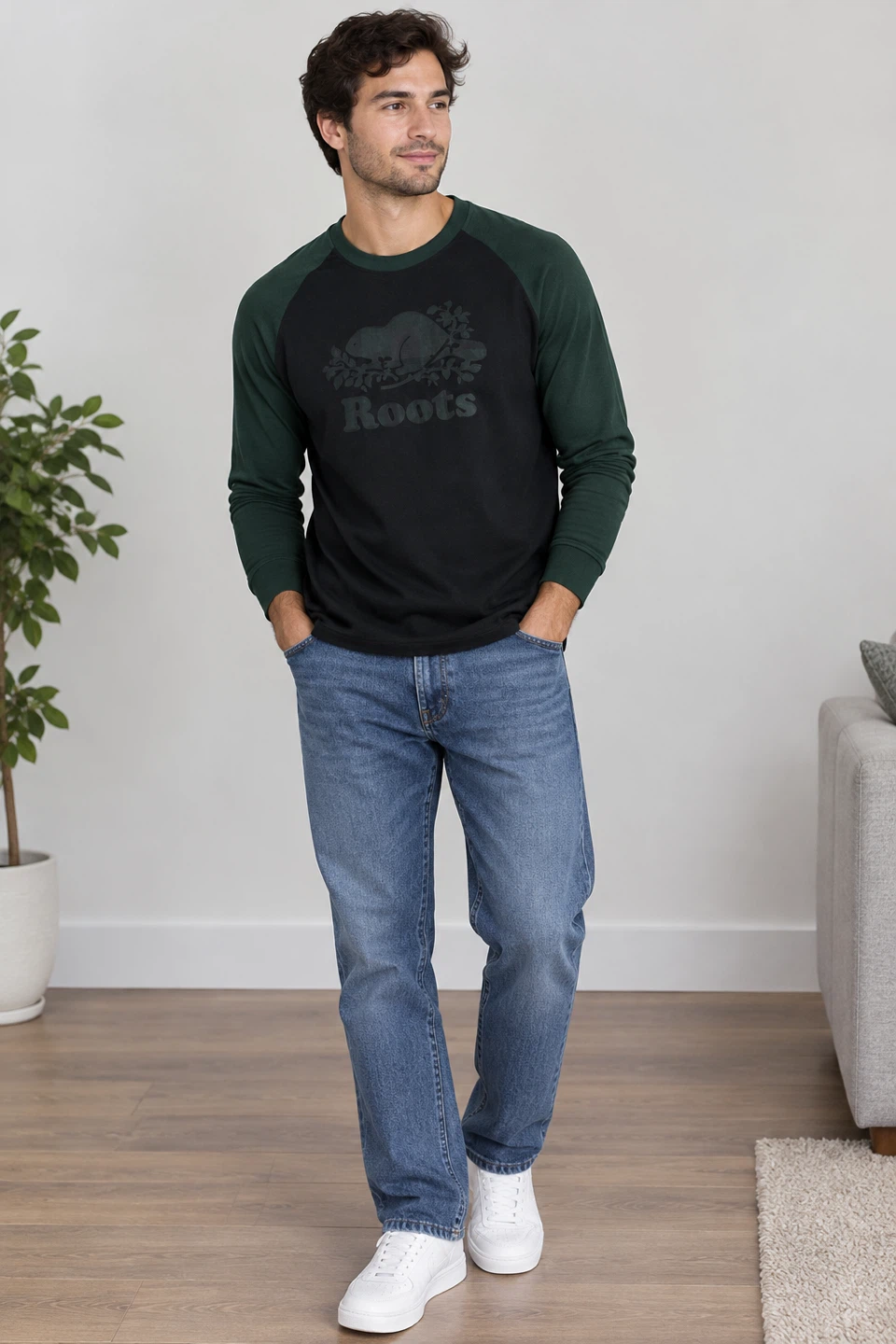 New Roots Cooper Plaid Fill Raglan Tee - Small