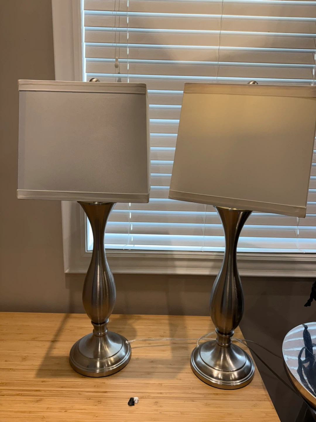 Set of Two Brushed Nickel Table Lamps - photo 3
