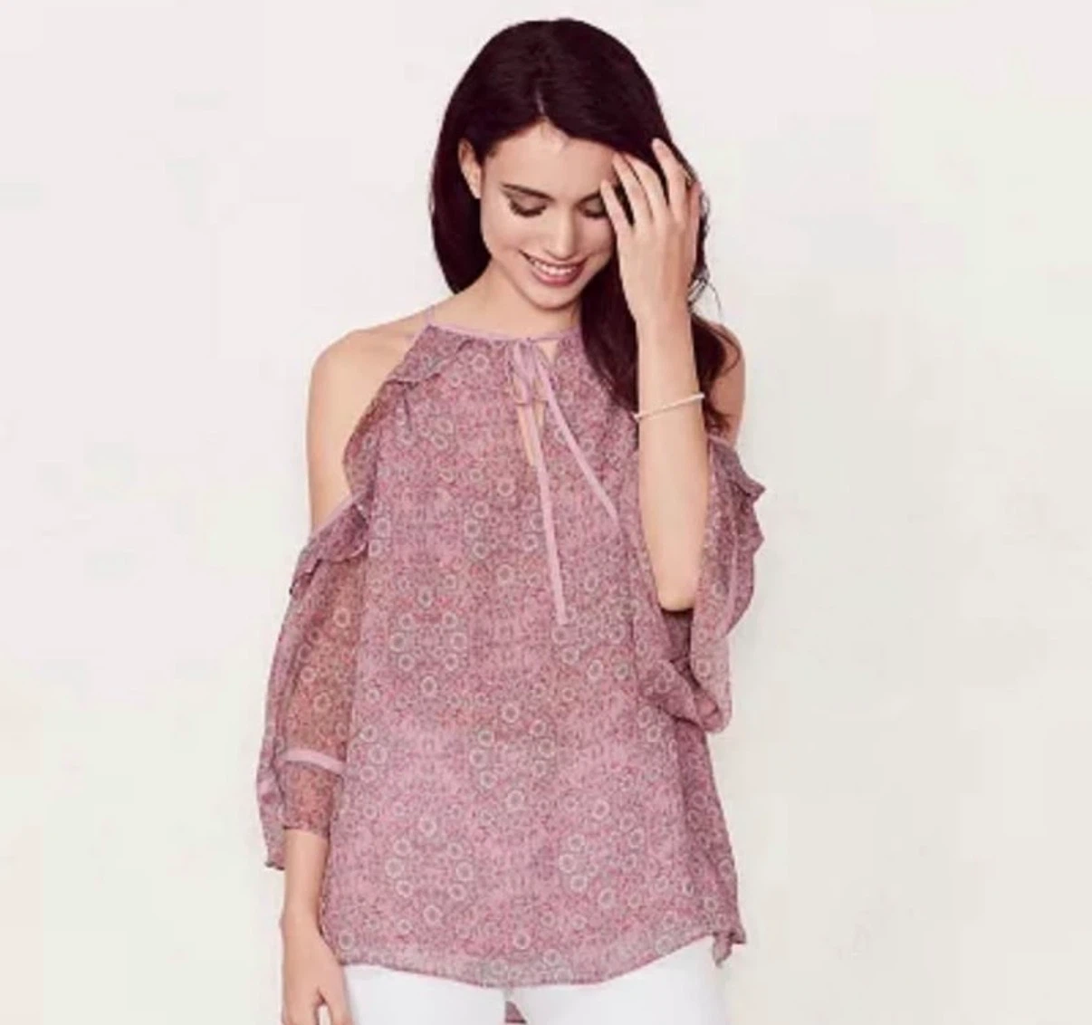 Lauren Conrad Cold Shoulder Floral Blouse