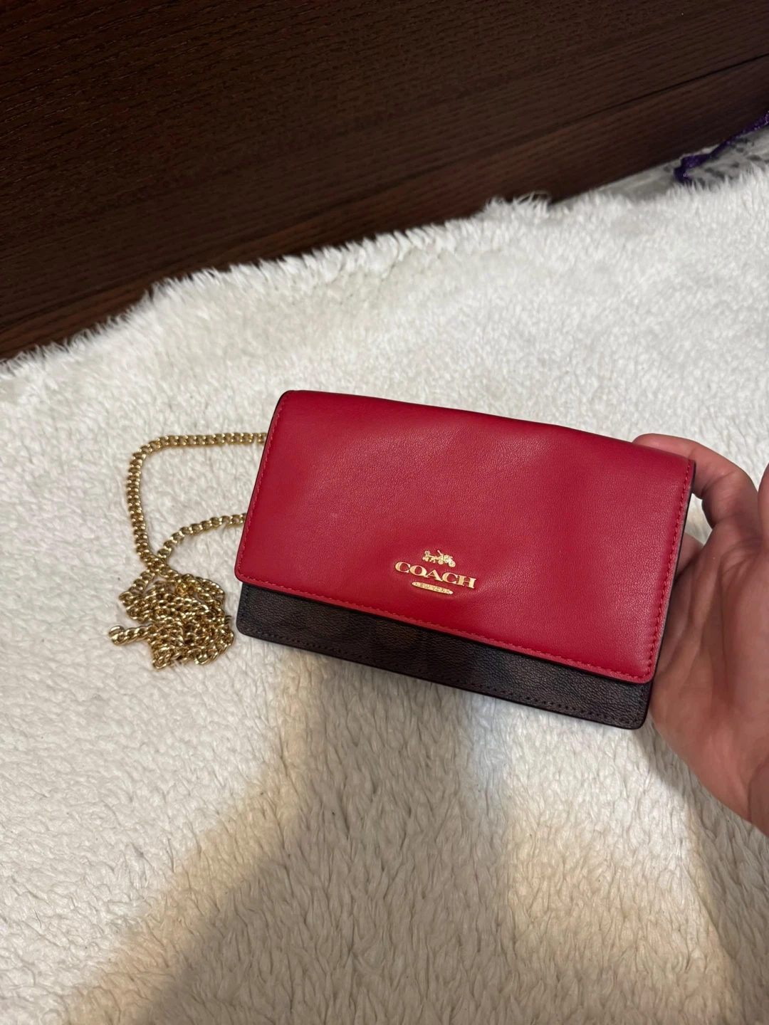 Coach Red and Signature Brown Crossbody Bag