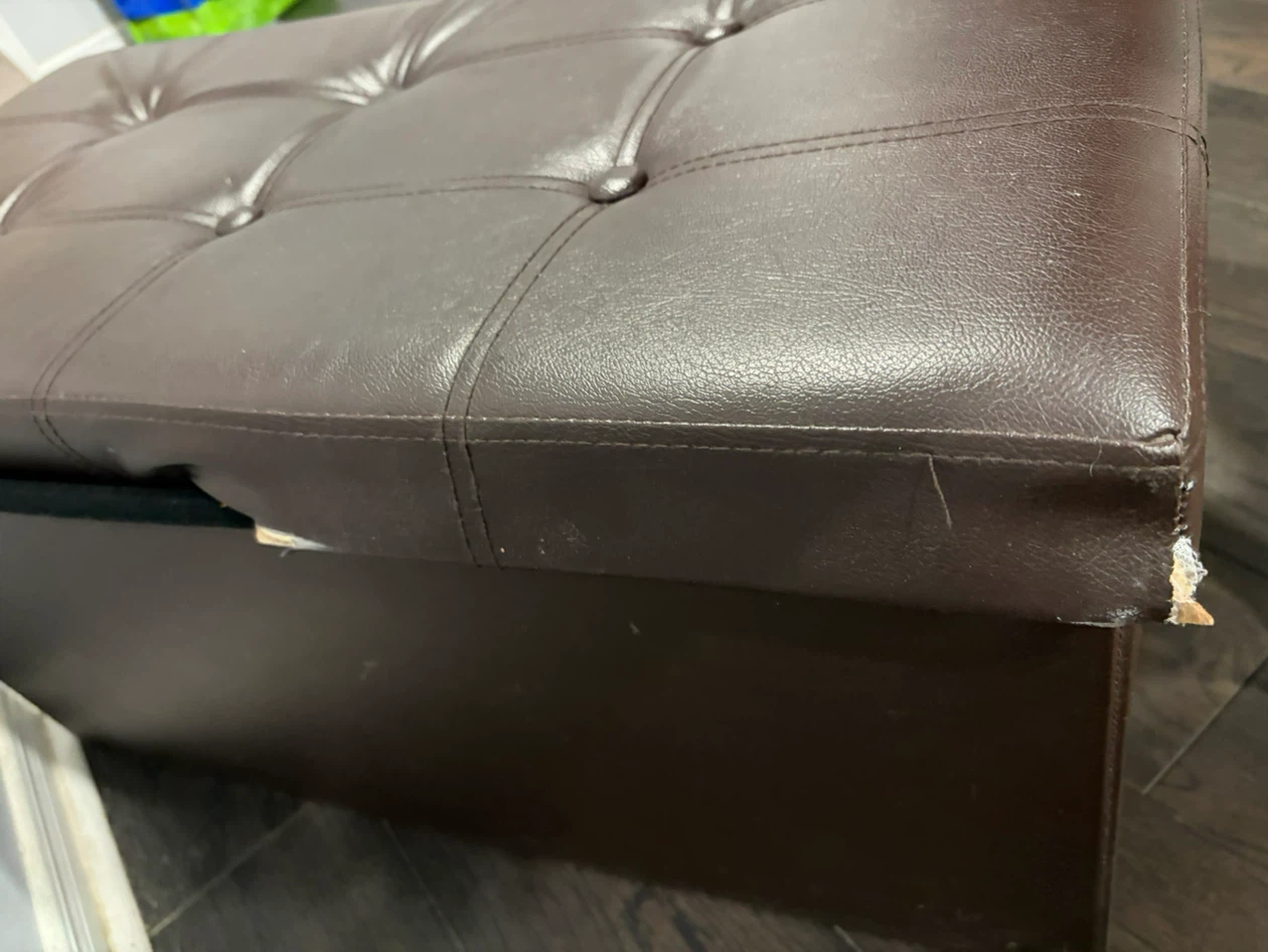 Brown Faux Leather Storage Ottoman - photo 4