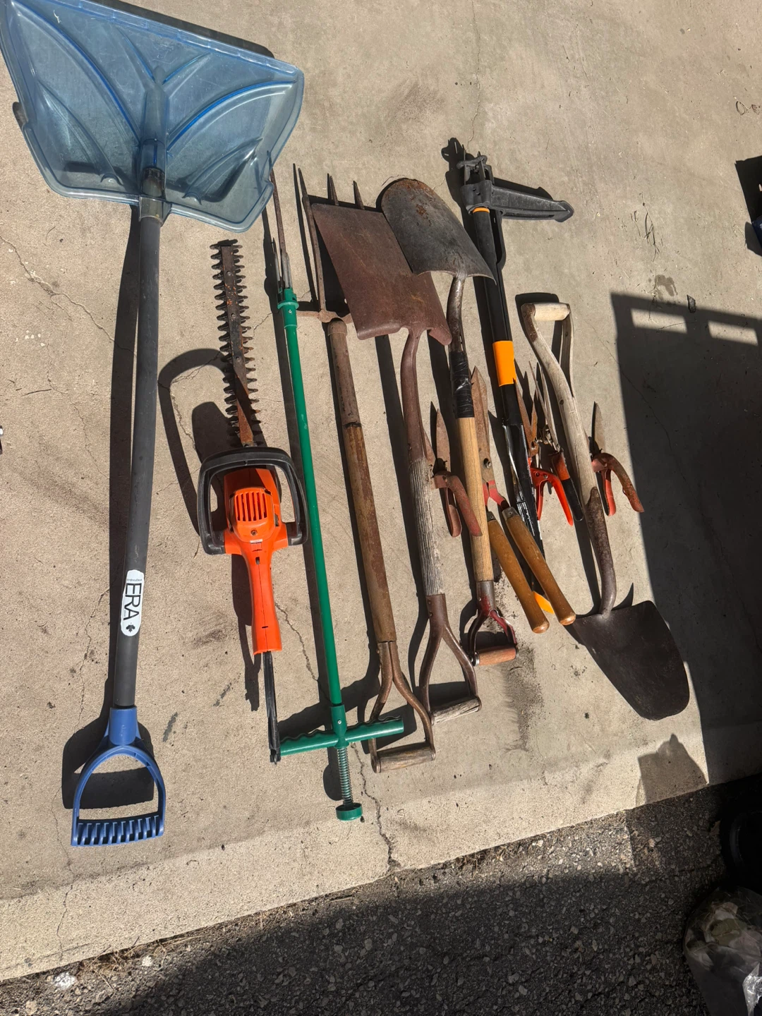 Assorted Garden Tools and Snow Shovel