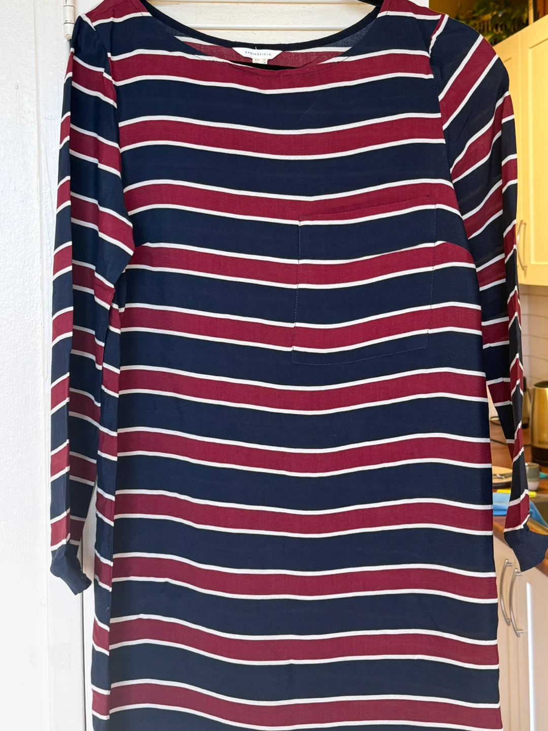 Springfield Striped Long-Sleeve Dress – Size 36 (S)
