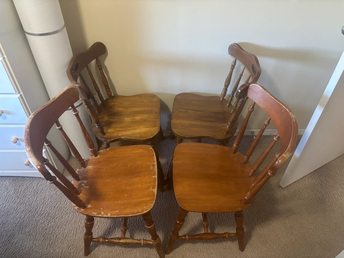 Set of 4 Wooden Dining Chairs
