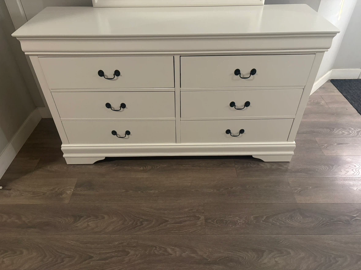 White 6-Drawer Dresser with Mirror - photo 2