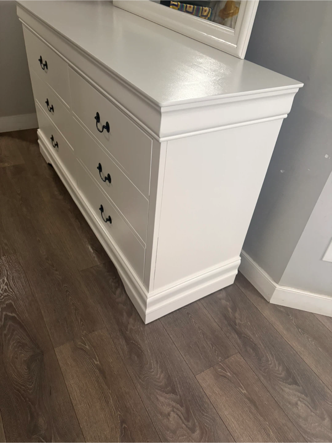 White 6-Drawer Dresser with Mirror - photo 4