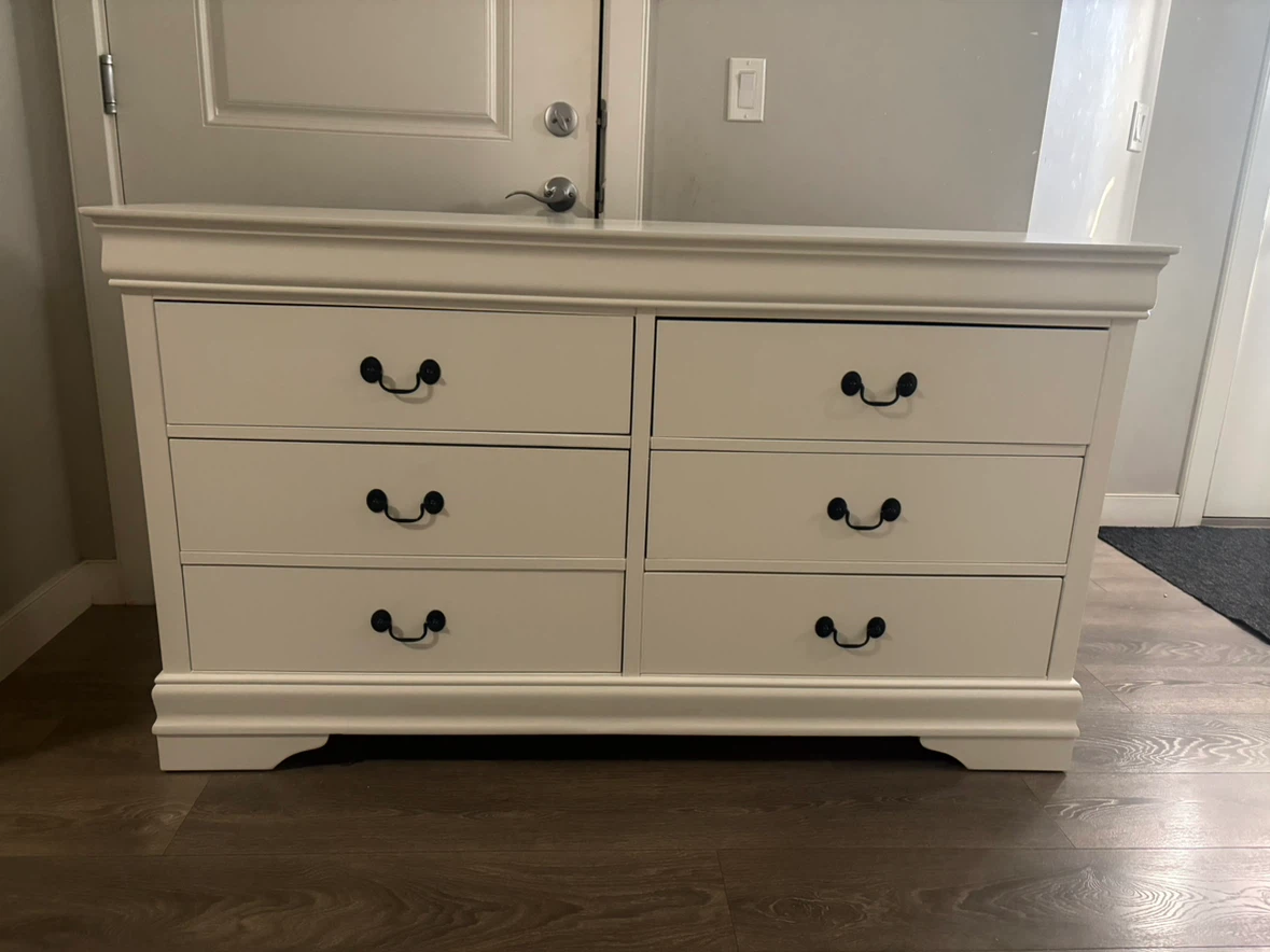 White 6-Drawer Dresser with Mirror - photo 5
