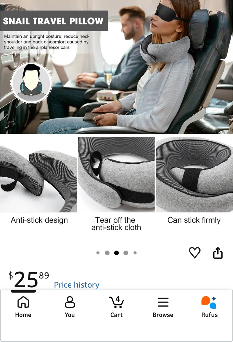New Snail Travel Neck Pillow - Memory Foam - photo 2