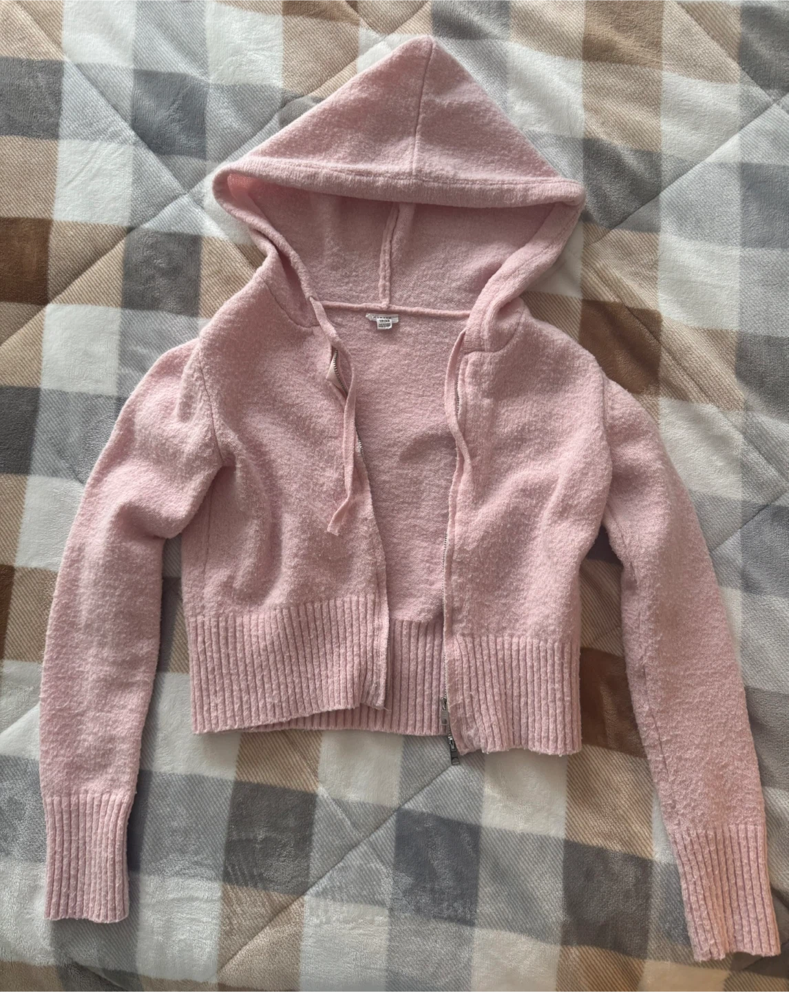garage baby pink zip up sweater