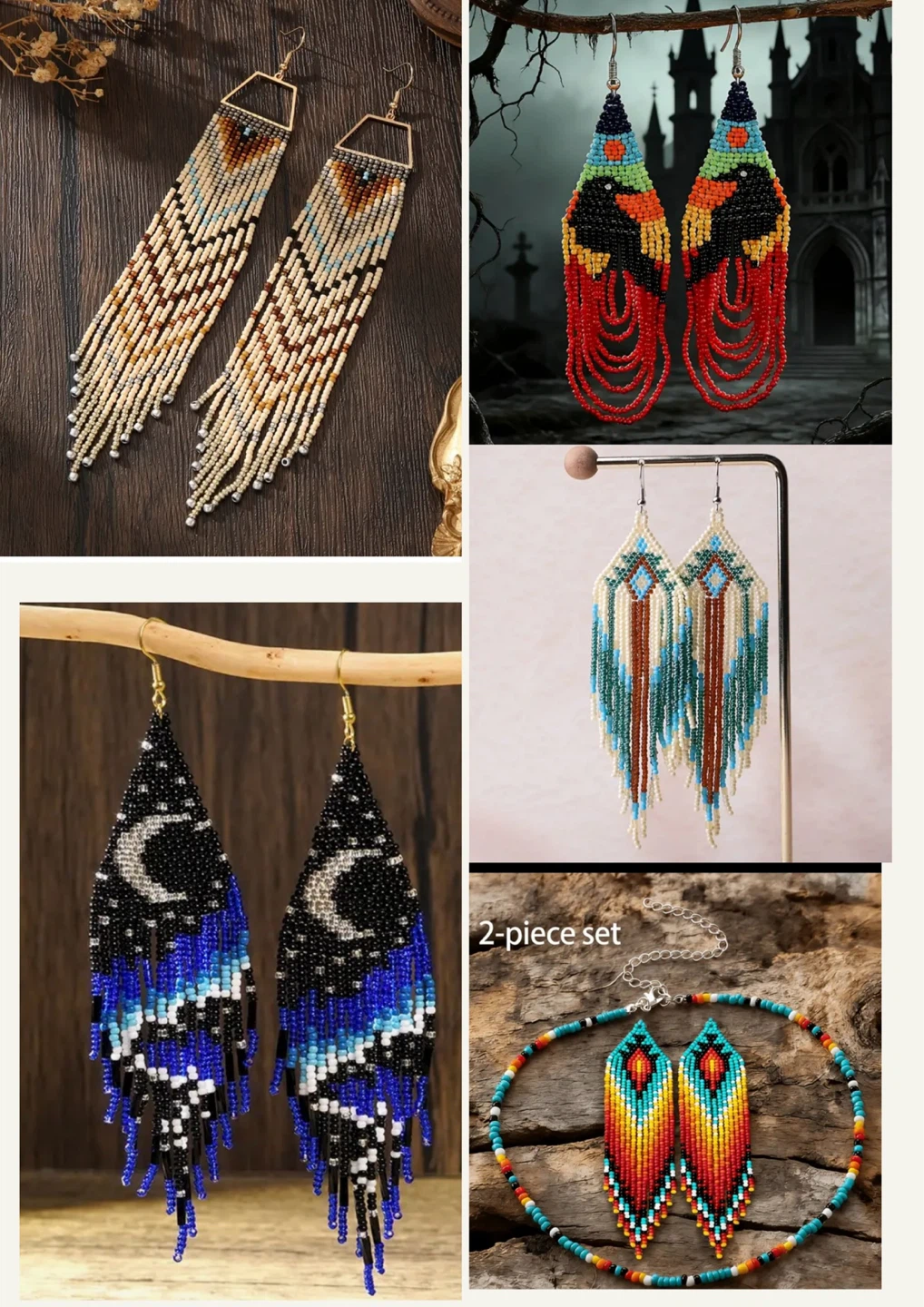 Assorted Beaded Fringe Statement Earrings 2pairs for $20