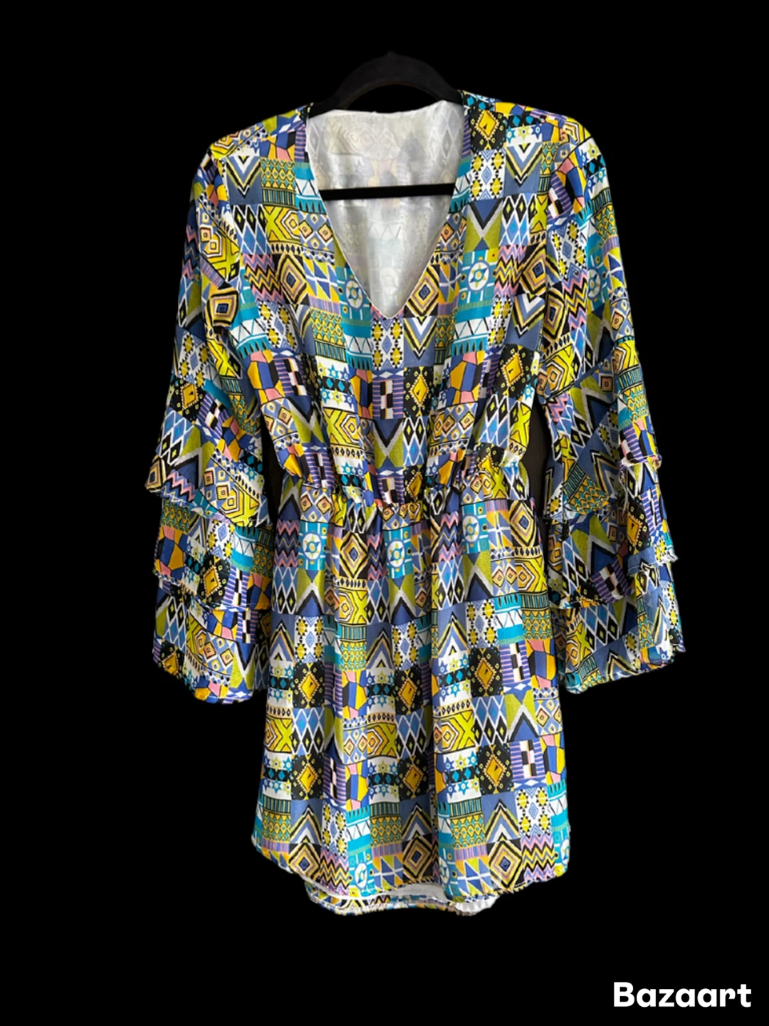 Geometric Print Backless Dress