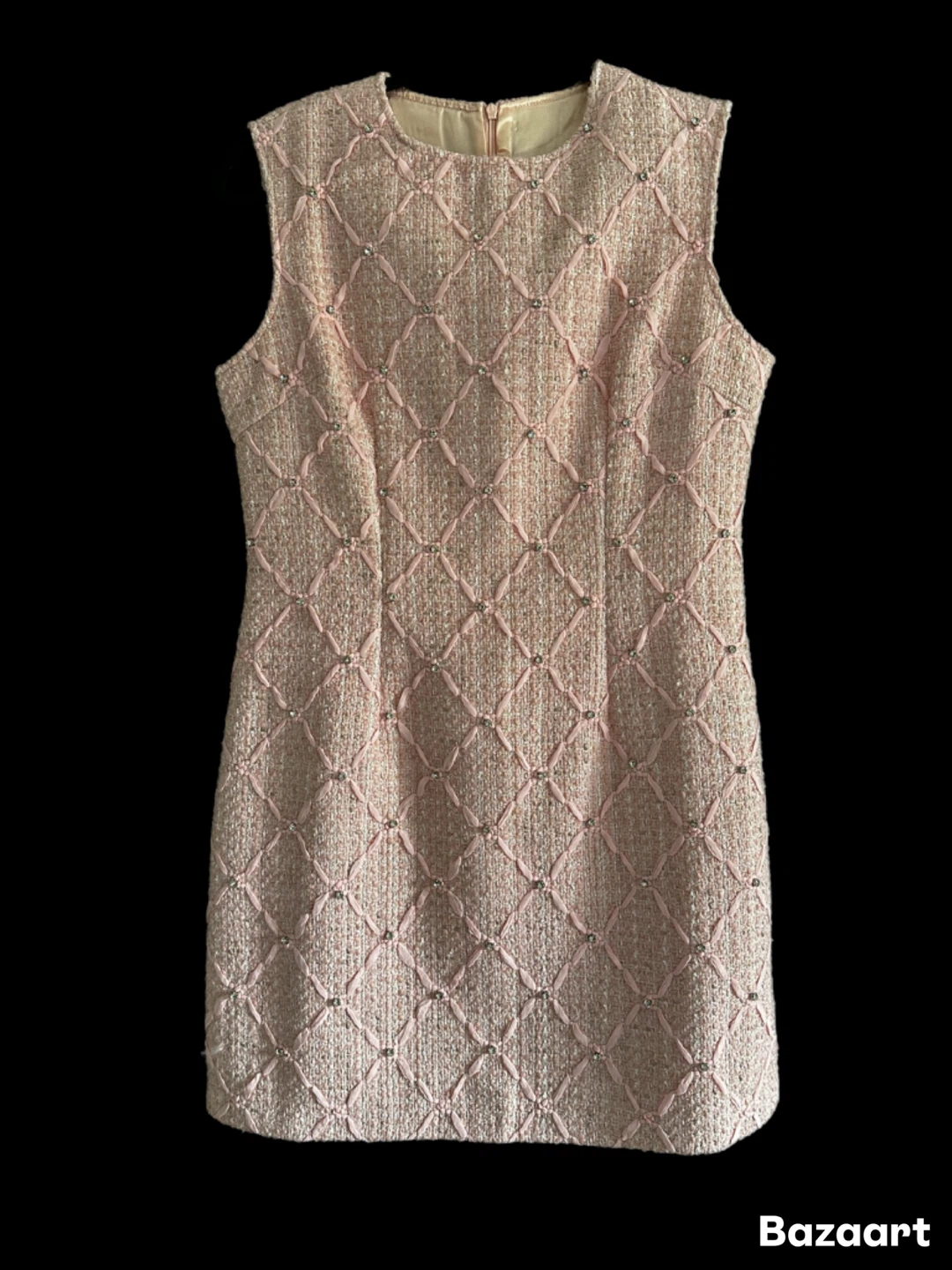 Pink Tweed Sleeveless Dress