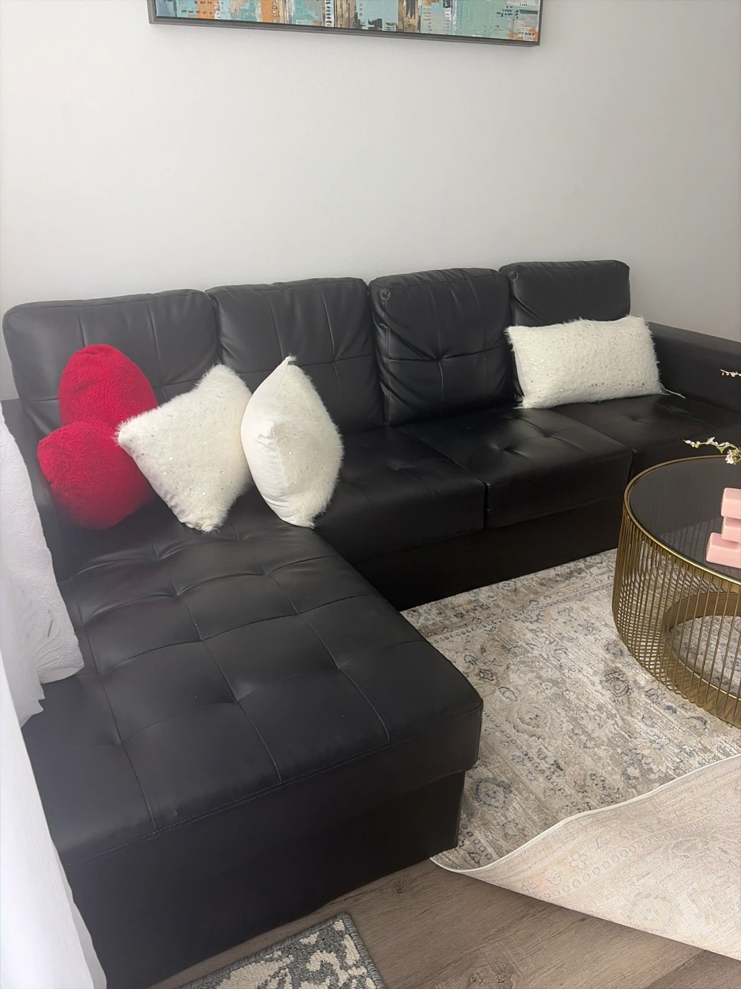 Black Sectional Sofa with Chaise - photo 2