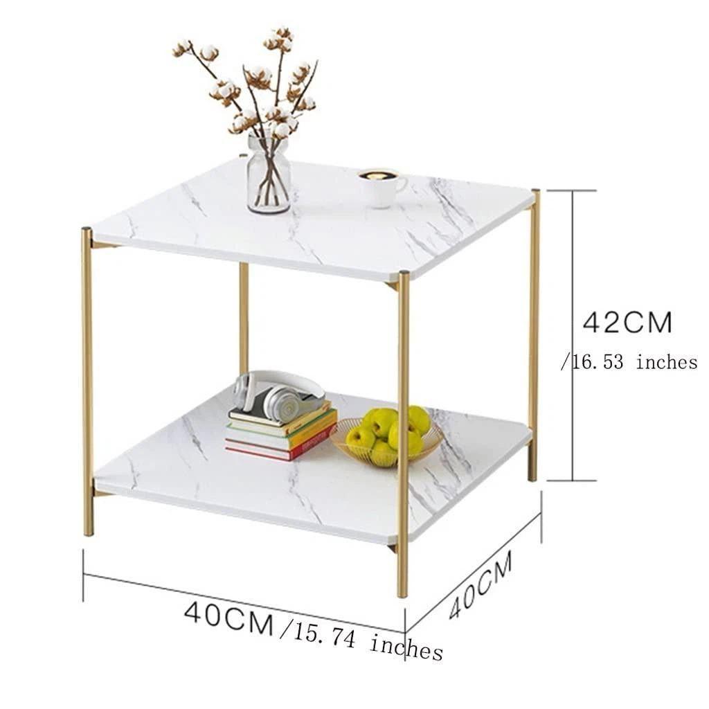 Marble-Look Side Table with Gold Legs – New in Box - photo 5
